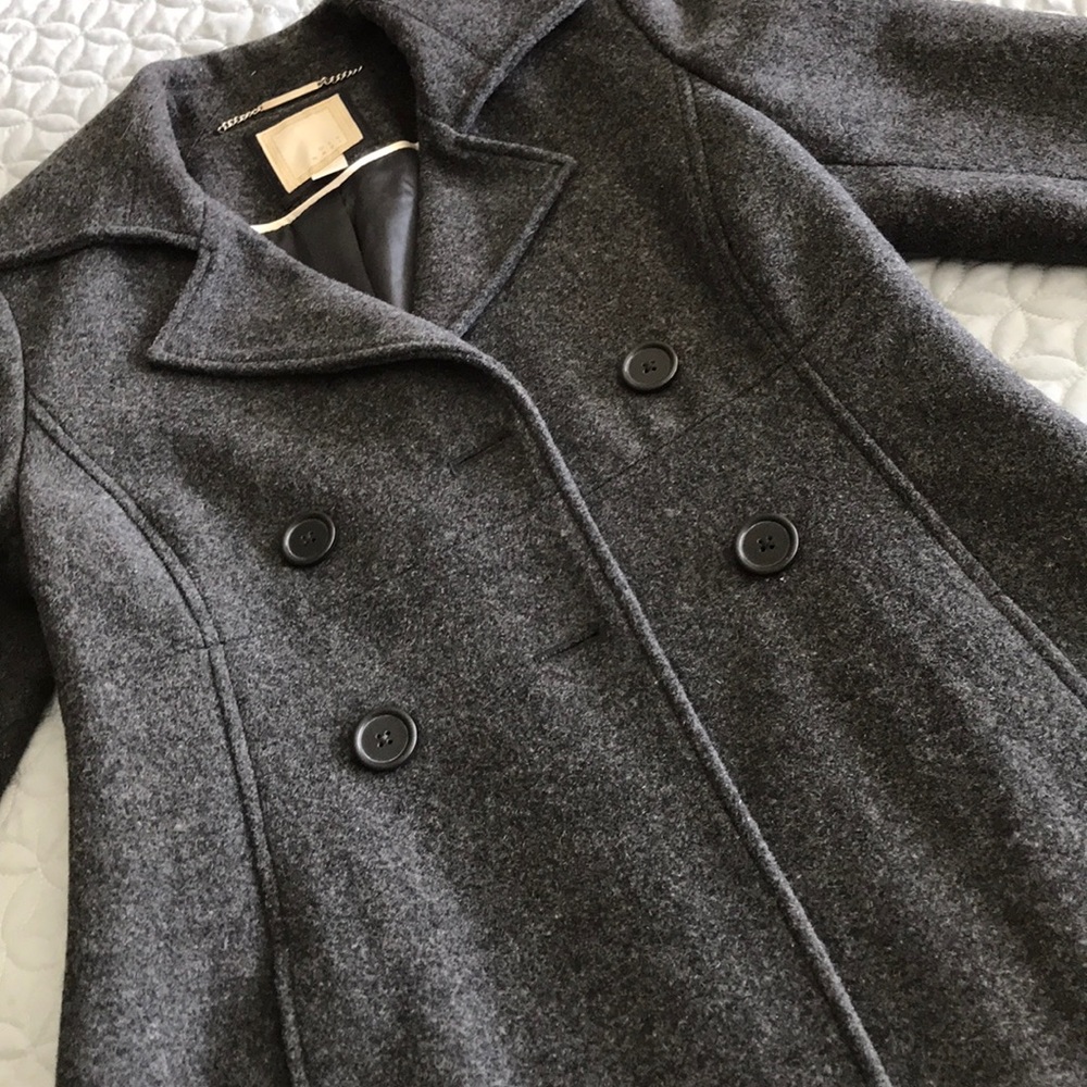 Old Navy Wool Long Gray Trench Fitted Blazer SZ XS
